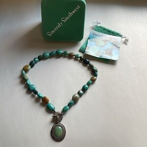 Sincerely Southwest Necklace Turquoise Stone Carolyn Pollack Chunky Sterling